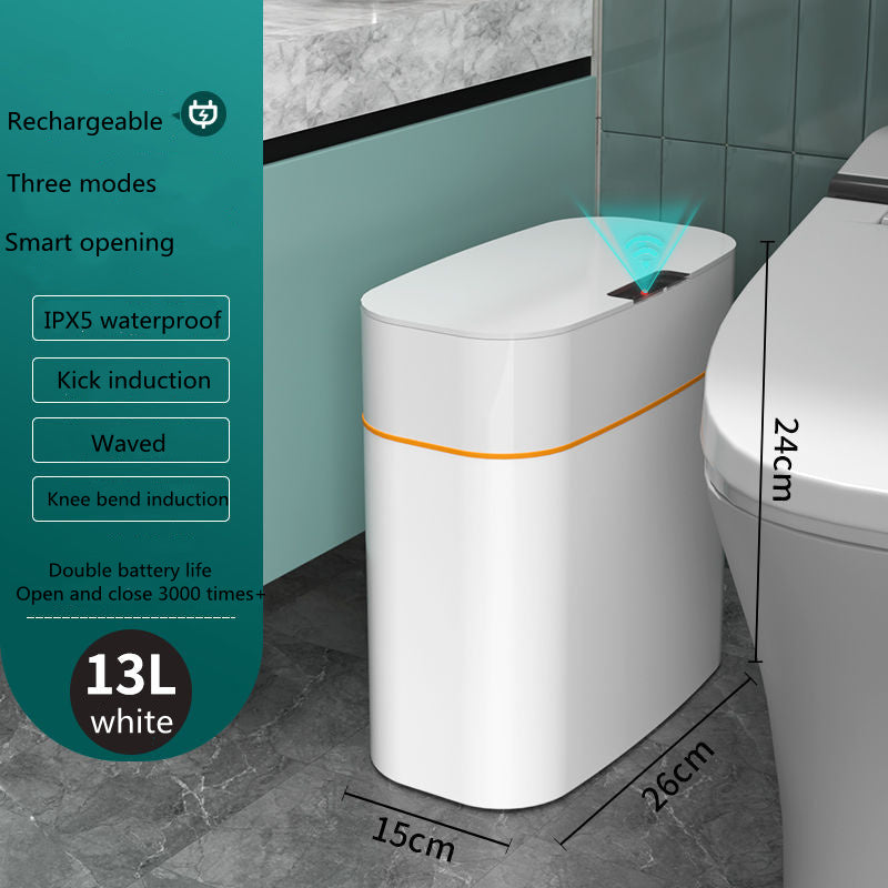 Smart Trash Can with Lid - Automatic Induction Bin for Bedroom, Living Room, and Kitchen Storage