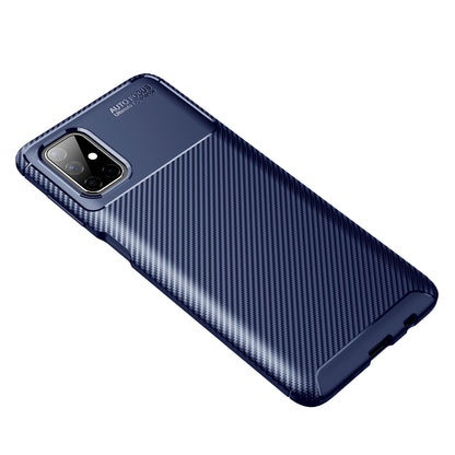 Anti-drop Carbon Fiber TPU Protective Phone Shell (Side with Fingerprint) for Samsung Galaxy M51