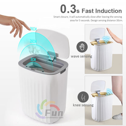 Smart Trash Can with Lid - Automatic Induction Bin for Bedroom, Living Room, and Kitchen Storage