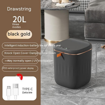 Smart Trash Can with Lid - Automatic Induction Bin for Bedroom, Living Room, and Kitchen Storage