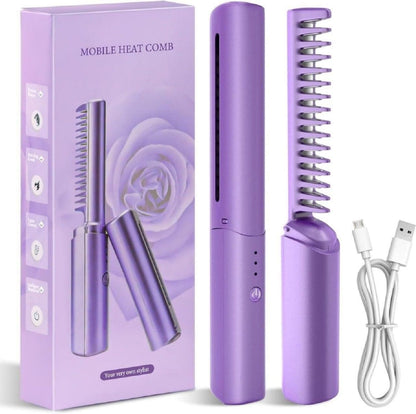 UrbanGooods: Meneflix Portable Mini Hair Straightener Cordless Rechargeable Mini Adjustable Hair Straightener Hot Comb