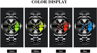 Spinning Gyro Watch Car Wheel Watch Tencel