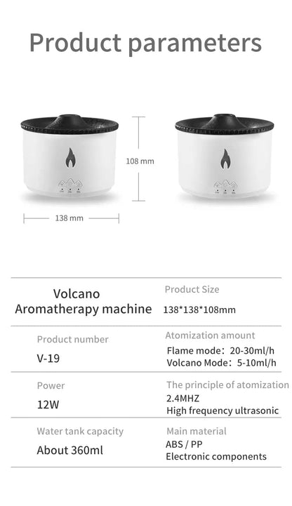 Volcano Aromatherapy Humidifier Flame & Volcano Light Timer for Bedroom