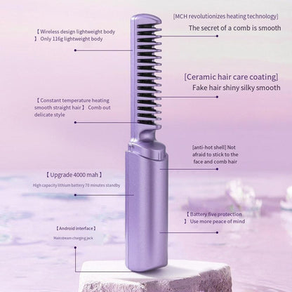 UrbanGooods: Meneflix Portable Mini Hair Straightener Cordless Rechargeable Mini Adjustable Hair Straightener Hot Comb