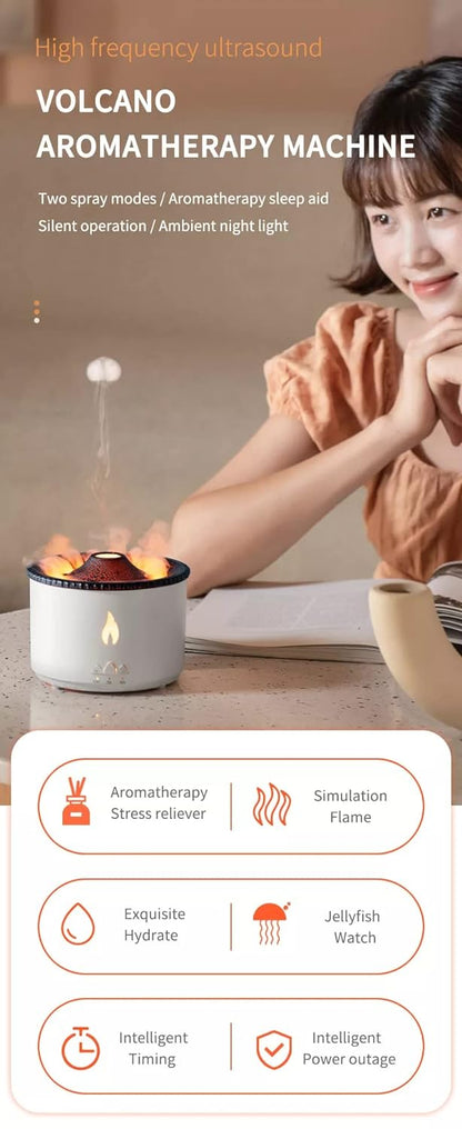 Volcano Aromatherapy Humidifier Flame & Volcano Light Timer for Bedroom