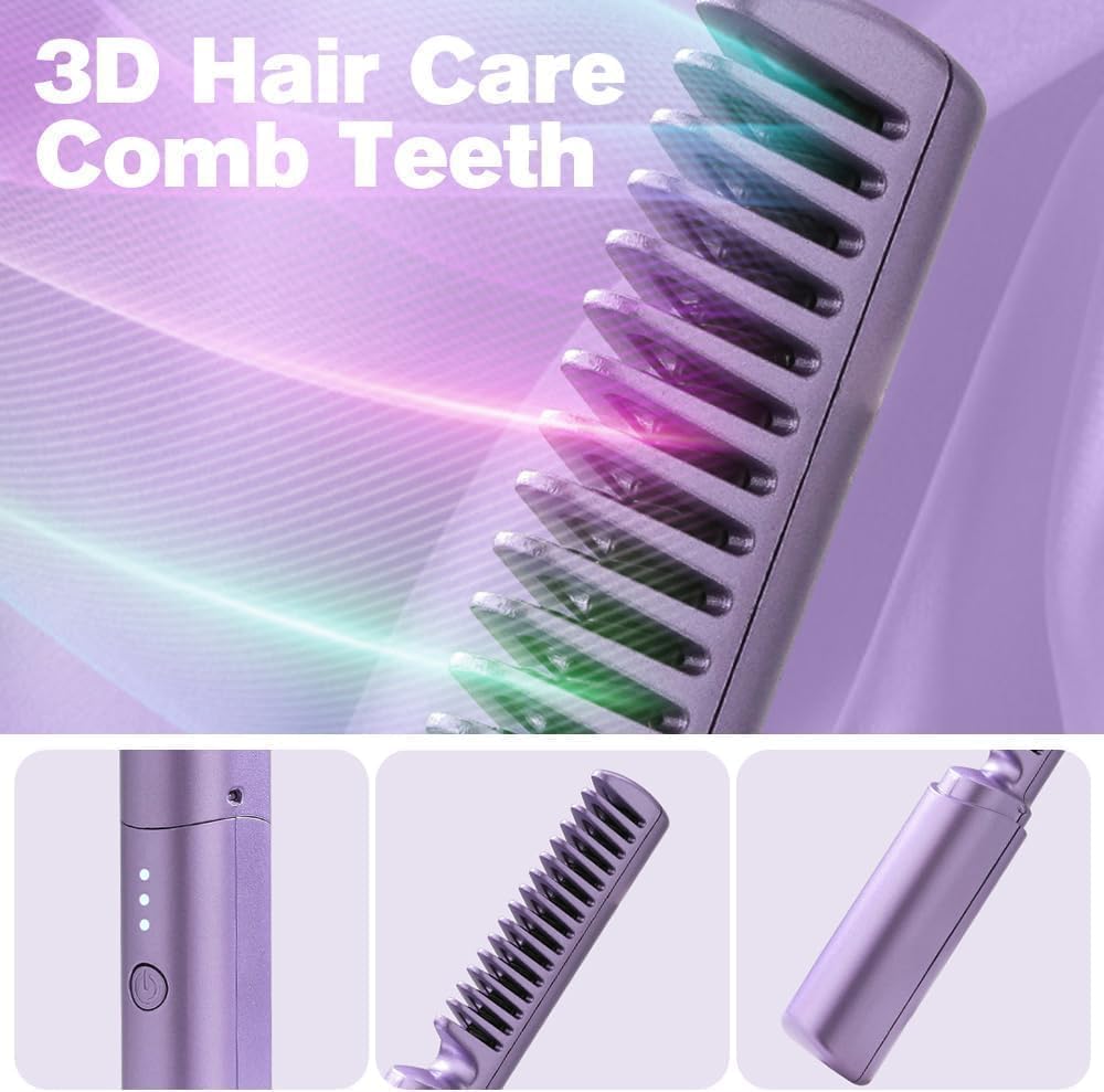 UrbanGooods: Meneflix Portable Mini Hair Straightener Cordless Rechargeable Mini Adjustable Hair Straightener Hot Comb