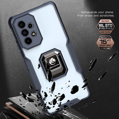 Protective Back Cover For Samsung Galaxy A53 5G, Soft TPU + Acrylic Phone Case Ring Kickstand Built-in Magnetic Metal Sheet