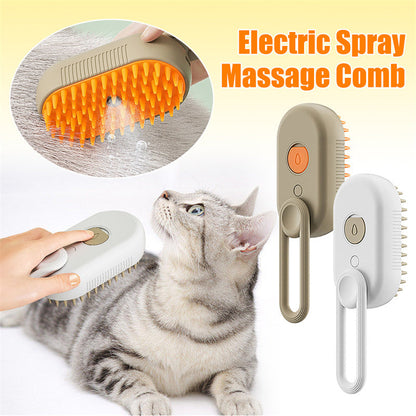 3-in-1 Electric Pet Grooming Brush - Cat & Dog Steam Massage Comb