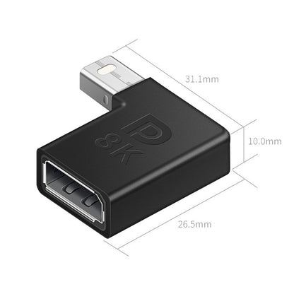 DisplayPort DP Female to Mini DP Male Adapter 90 Degree DP 1.4 8K Converter for Notebook Projector