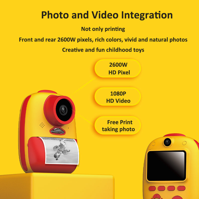 D10 2-inch Screen Kids ABS Instant Camera Dual Lens Rechargeable Camera Toy with Print Paper