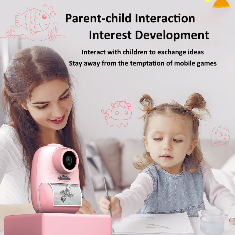 D10 2-inch Screen Kids ABS Instant Camera Dual Lens Rechargeable Camera Toy with Print Paper