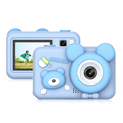 D32 2-inch Screen Children Camera Rechargeable HD Dual Lens Camera Toy with Silicone Cover and Tripod