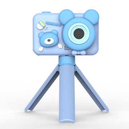 D32 2-inch Screen Children Camera Rechargeable HD Dual Lens Camera Toy with Silicone Cover and Tripod