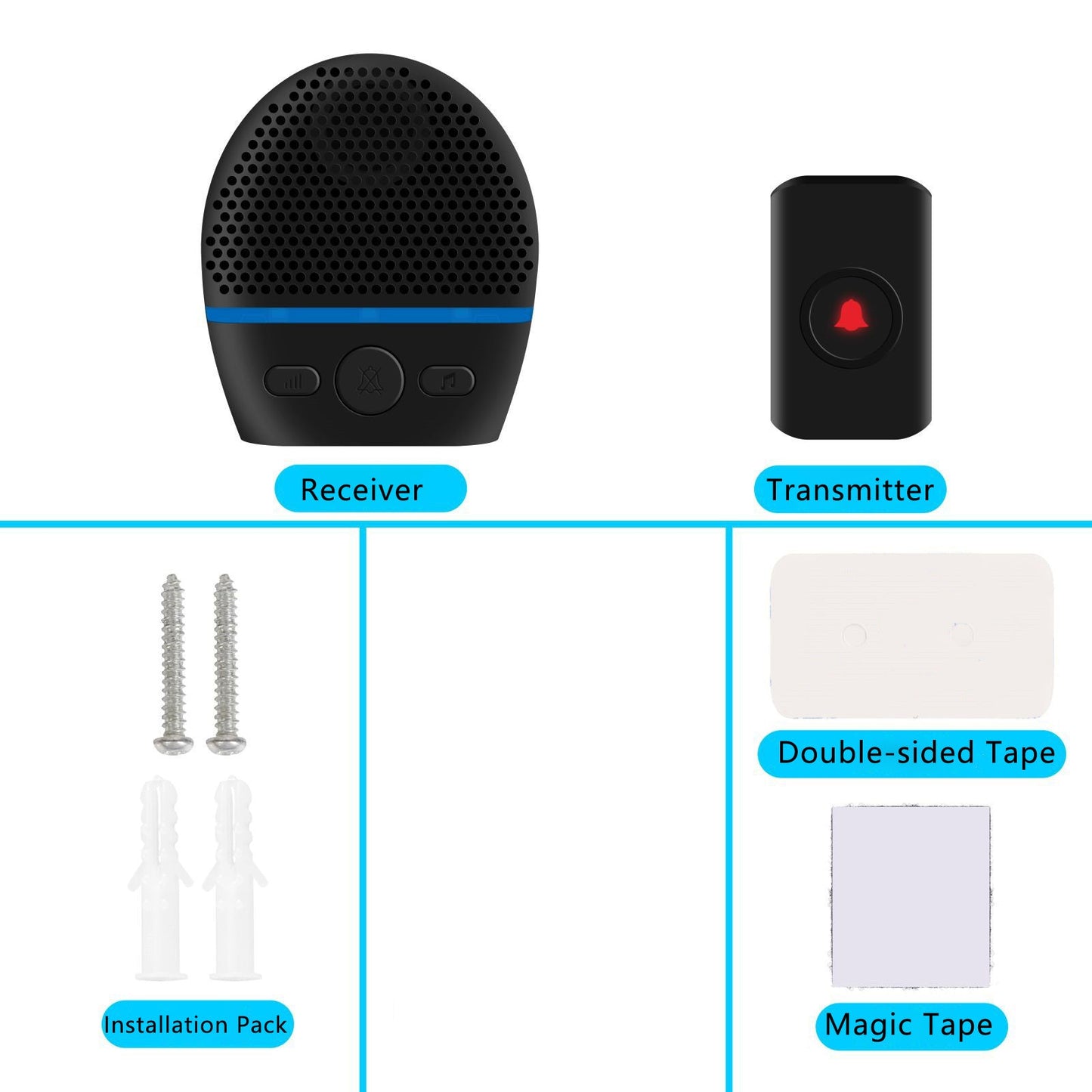 WB04 Wireless Waterproof Touch Doorbell Home Remote Door Bell, 1 Receiver and 1 Transmitter