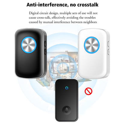 CACAZI FA28 Smart Wireless Doorbell, 2 Transmitter + Receiver Self-Generating Doorbell