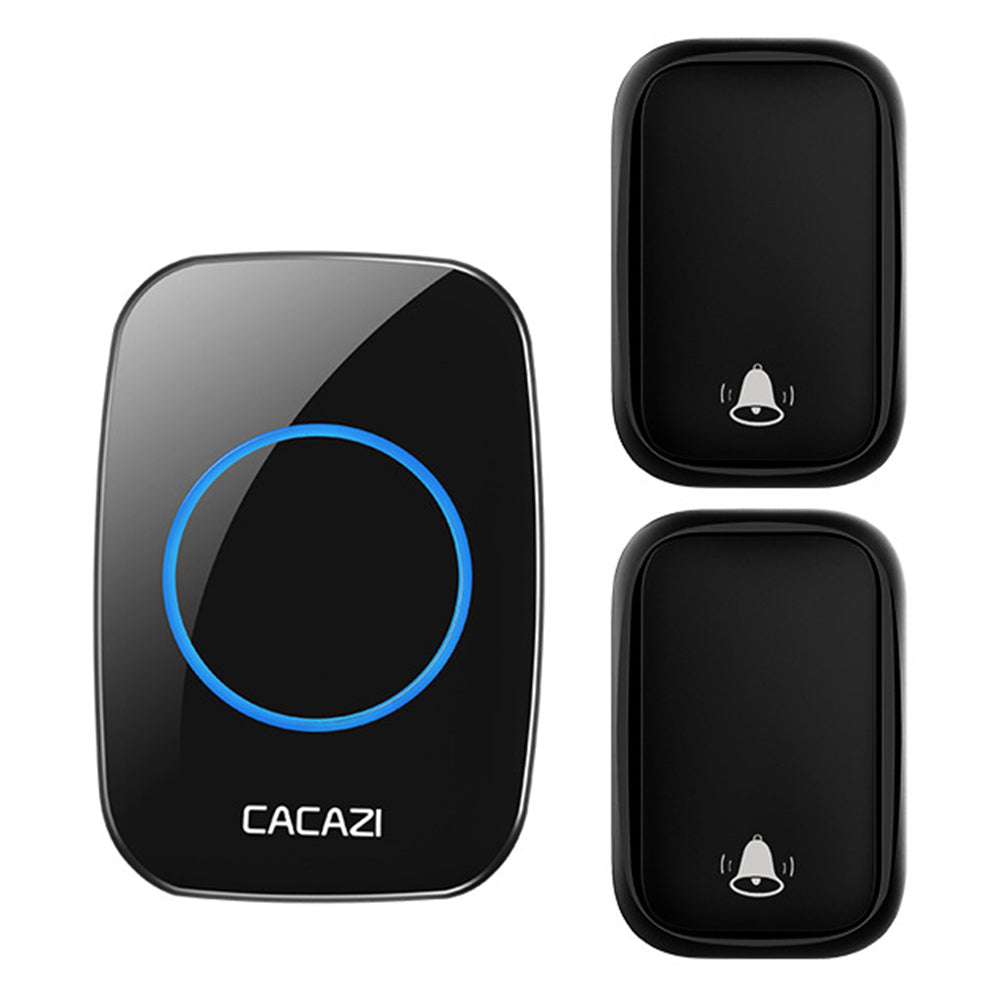 CACAZI FA58 60 Melodies Alarm Wireless Doorbell Kit Home Door Bell with 1 Receiver and 2 Transmitters