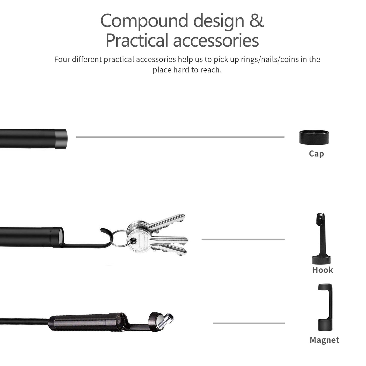 B315 2m Wire 5mm Dual Lens 4.3-inch Screen Waterproof Endoscope Camera 6+1 LED HD Industrial Borescope