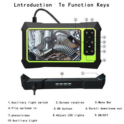 B315 2m Wire 5mm Dual Lens 4.3-inch Screen Waterproof Endoscope Camera 6+1 LED HD Industrial Borescope