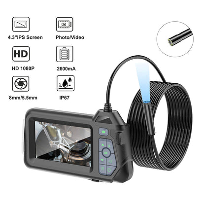 M60 1m Wire Inspection Camera 5mm Single-Lens 4.3-inch HD Screen 6-LED Industrial Endoscope