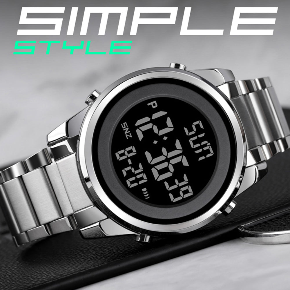 SKMEI 1611 Simple Business Men Watch Multifunctional Steel Strap Electronic Watch with Luminous Display