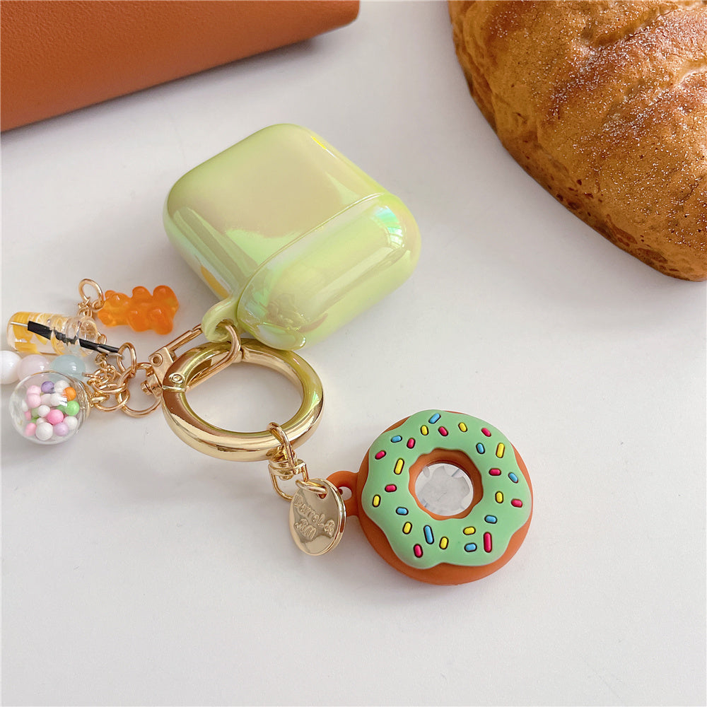 For Apple AirTag Bluetooth Tracker Donut Design Silicone Case Protective Cover with Ring Buckle