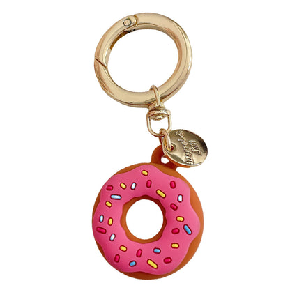 For Apple AirTag Bluetooth Tracker Donut Design Silicone Case Protective Cover with Ring Buckle