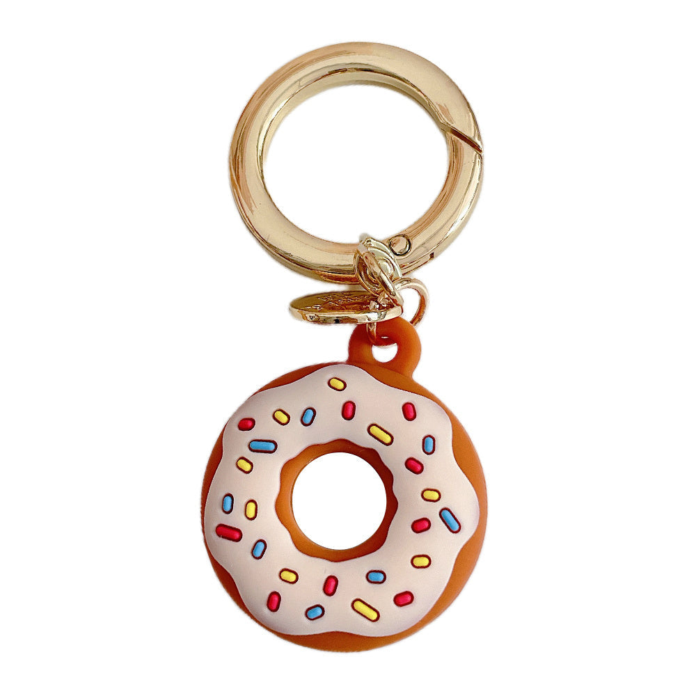 For Apple AirTag Bluetooth Tracker Donut Design Silicone Case Protective Cover with Ring Buckle