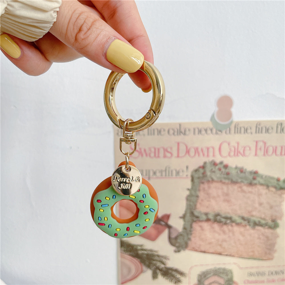 For Apple AirTag Bluetooth Tracker Donut Design Silicone Case Protective Cover with Ring Buckle