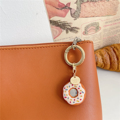 For Apple AirTag Bluetooth Tracker Donut Design Silicone Case Protective Cover with Ring Buckle