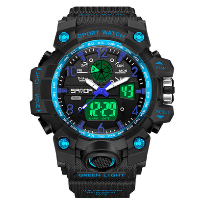 SANDA 3306 Luminous Display Leisure Electronic Watch 50m Waterproof Sports Watch with Alarm Clock, Weekly Calendar