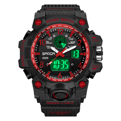 SANDA 3306 Luminous Display Leisure Electronic Watch 50m Waterproof Sports Watch with Alarm Clock, Weekly Calendar