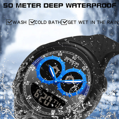 SANDA 6118 Luminous Watch Analog Digital Outdoor Sports Waterproof Electronic Wrist Watch