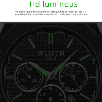 WLISTH 6149 Alloy Strap Business Quartz Watch Luminous Wrist Watch with Calendar