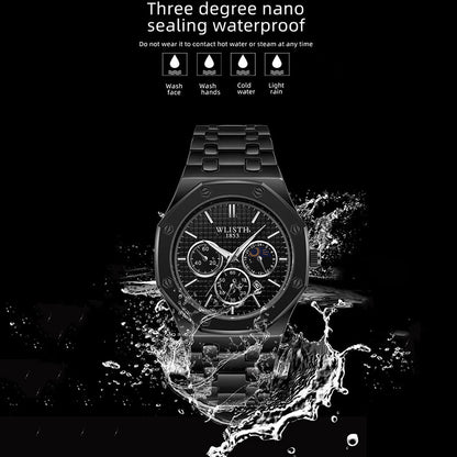 WLISTH 6149 Alloy Strap Business Quartz Watch Luminous Wrist Watch with Calendar