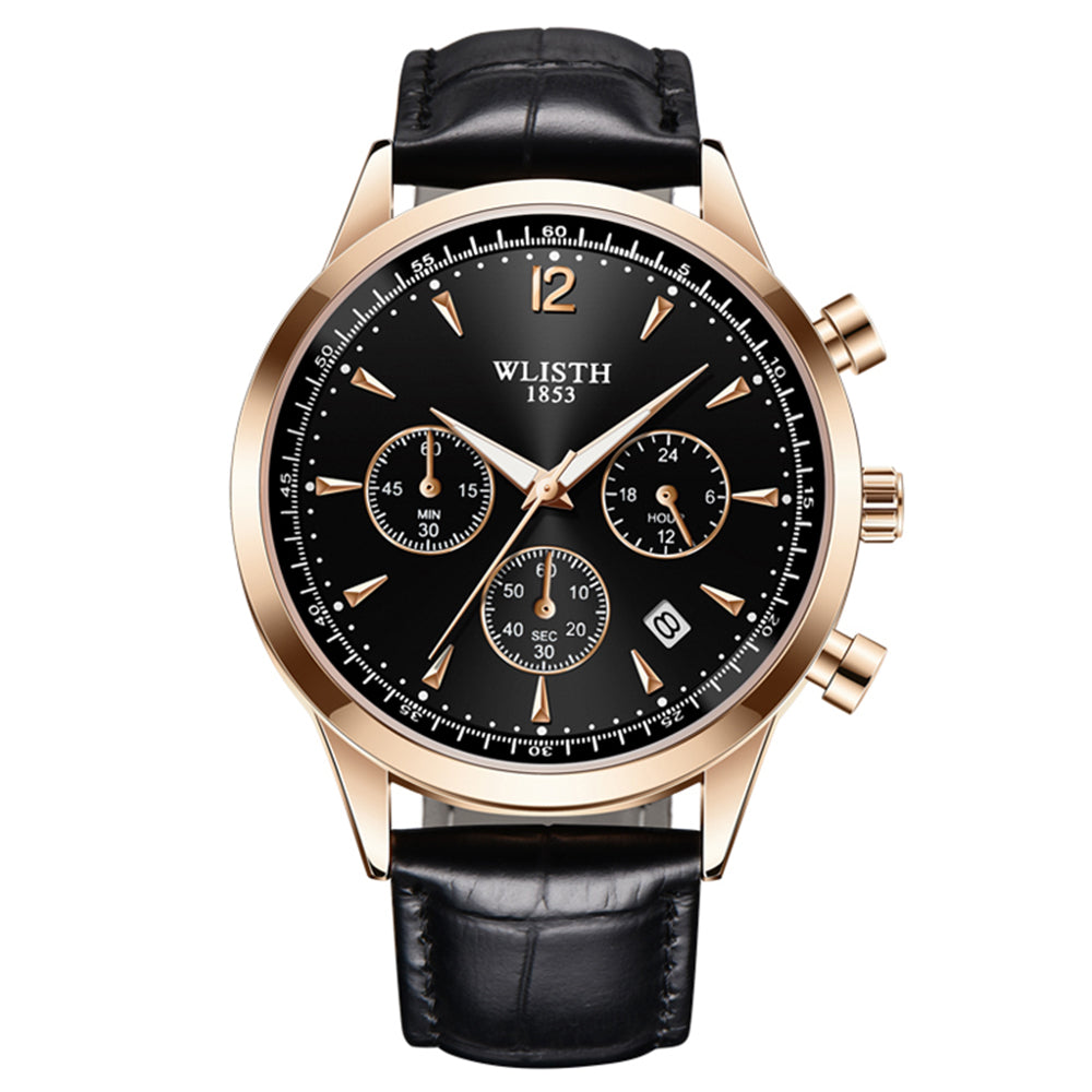 WLISTH S953 Multi-function Business Style Quartz Watch with Calendar Luminous Pointer Quartz Watch