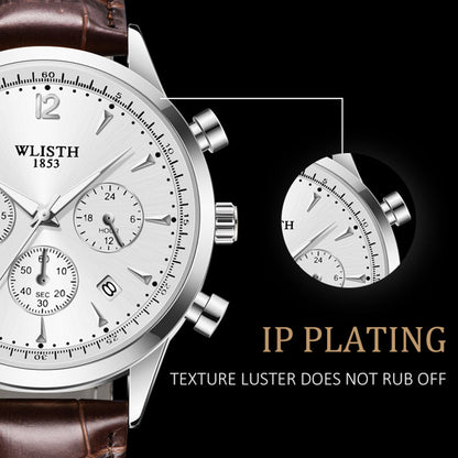 WLISTH S953 Multi-function Business Style Quartz Watch with Calendar Luminous Pointer Quartz Watch