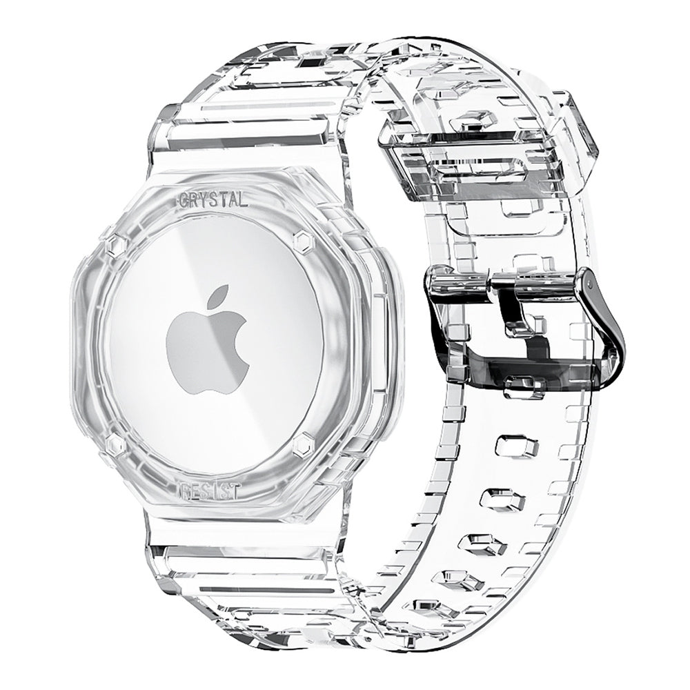 For Apple AirTag Bluetooth Tracker Carrying Case Transparent TPU Wrist Band Flexible Watch Strap