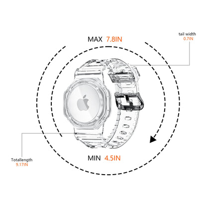 For Apple AirTag Bluetooth Tracker Carrying Case Transparent TPU Wrist Band Flexible Watch Strap