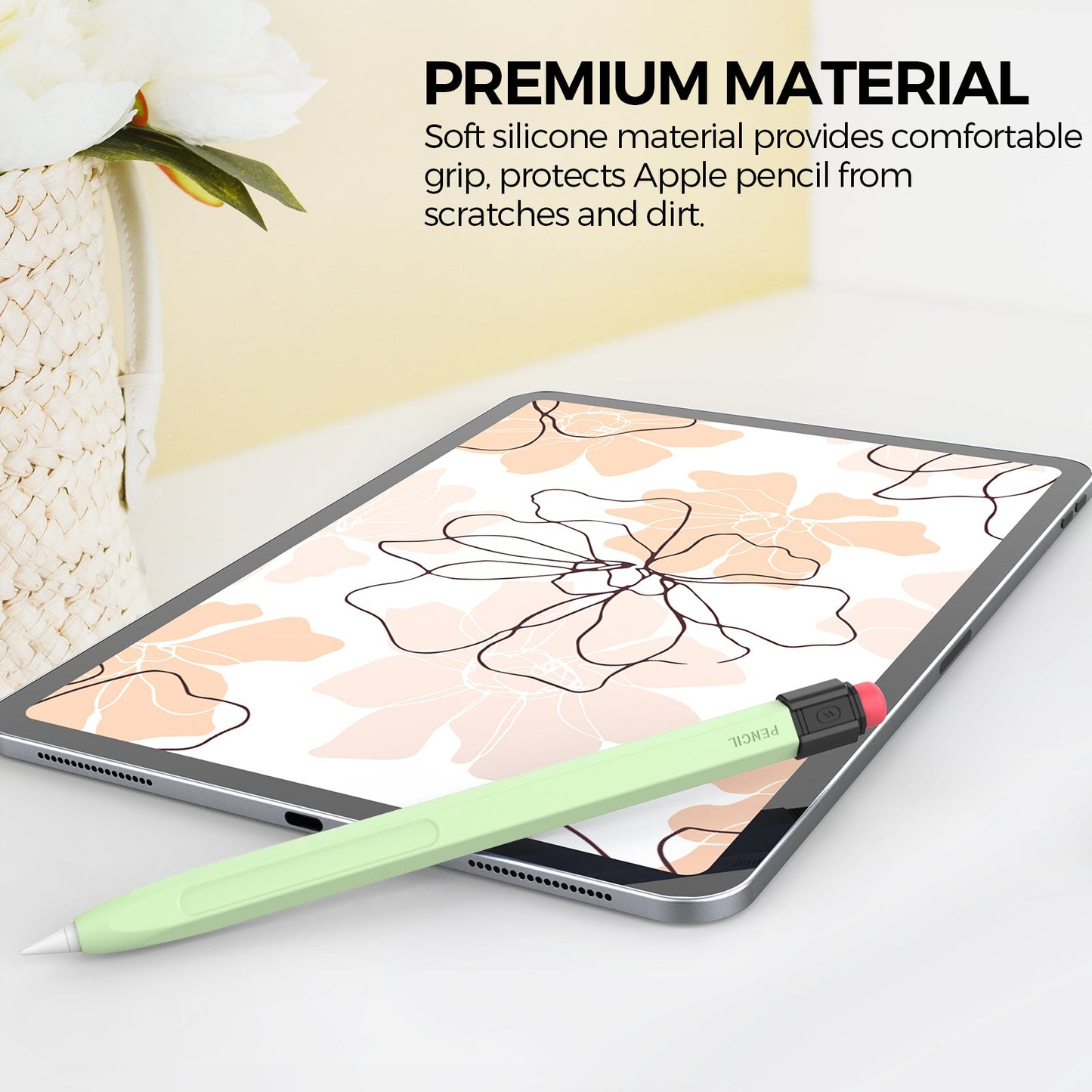 AHASTYLE PT80-2-K For Apple Pencil 2nd Generation Soft Silicone Cover Stylus Pen Anti-drop Sleeve