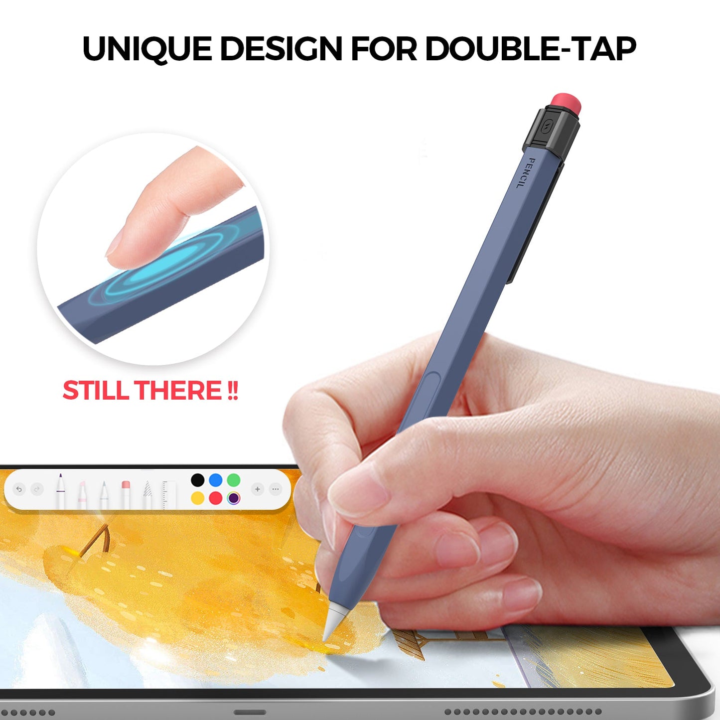 AHASTYLE PT80-2-K For Apple Pencil 2nd Generation Soft Silicone Cover Stylus Pen Anti-drop Sleeve