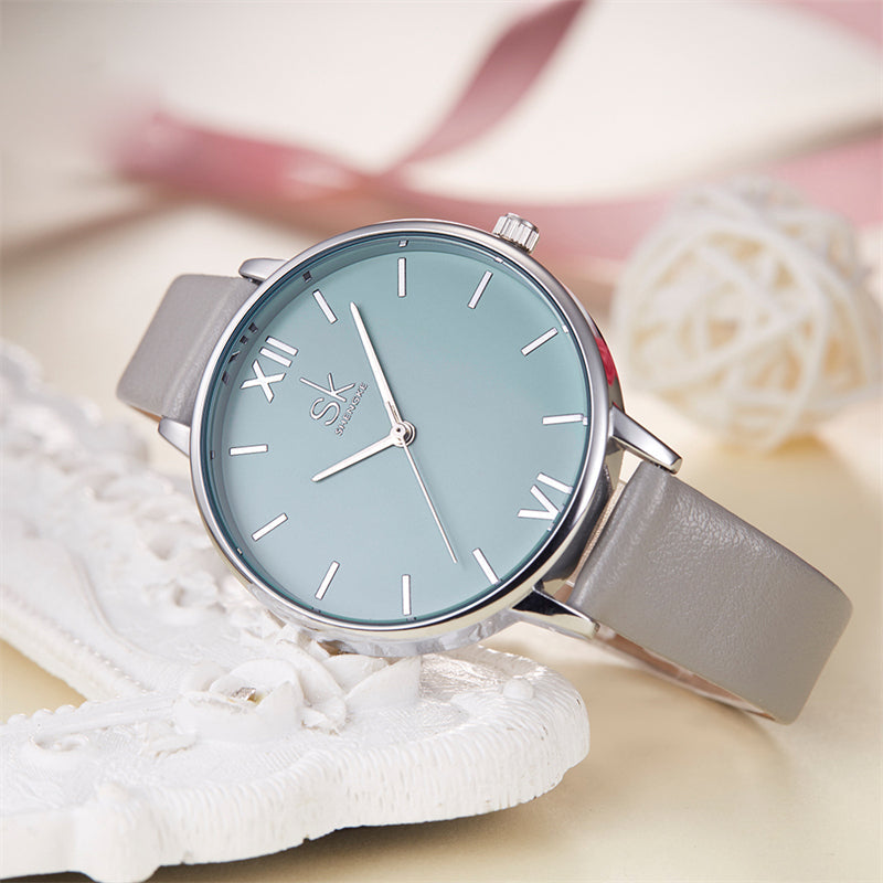 SK Fashionable Women's Quartz Watch with Precise Time Display for Teen Girls Daily Use