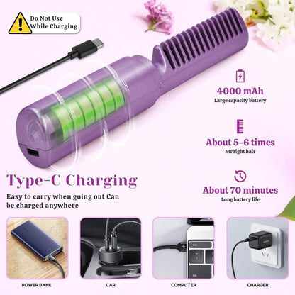 UrbanGooods: Meneflix Portable Mini Hair Straightener Cordless Rechargeable Mini Adjustable Hair Straightener Hot Comb