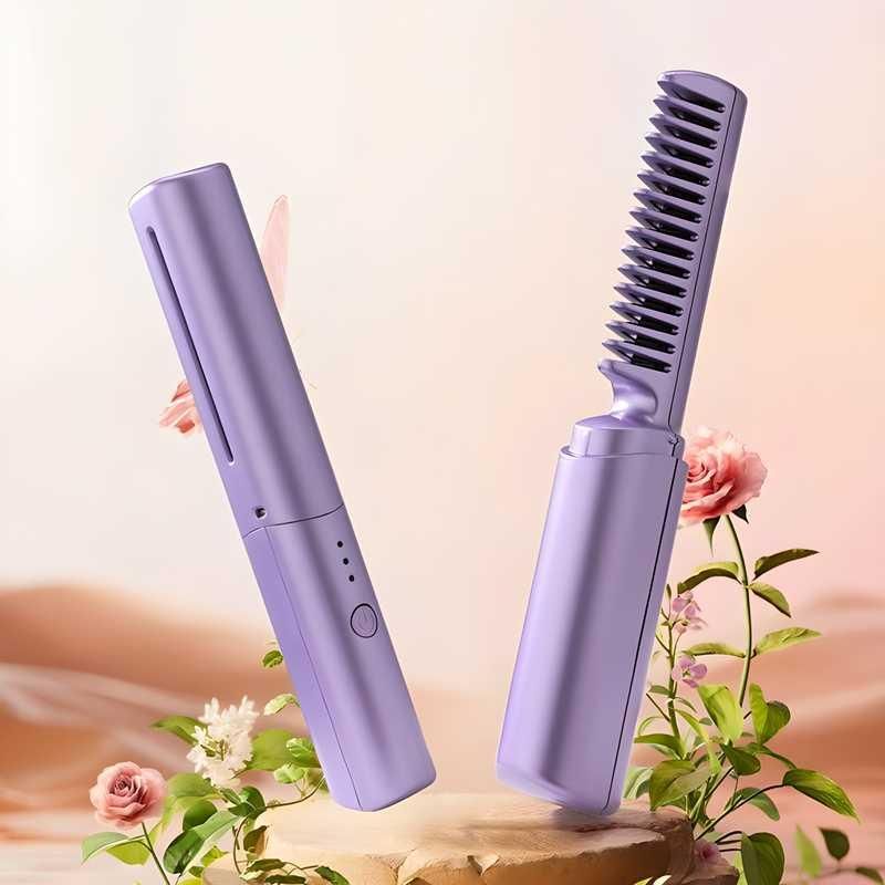 UrbanGooods: Meneflix Portable Mini Hair Straightener Cordless Rechargeable Mini Adjustable Hair Straightener Hot Comb