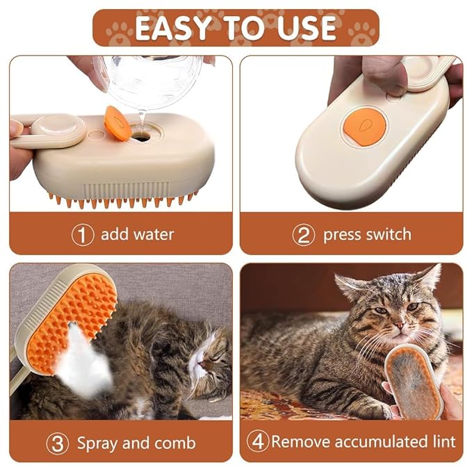 3 in 1 Pet Hair Removal Steam Comb, Perfect for Both Cats & Dogs 🐶🐈