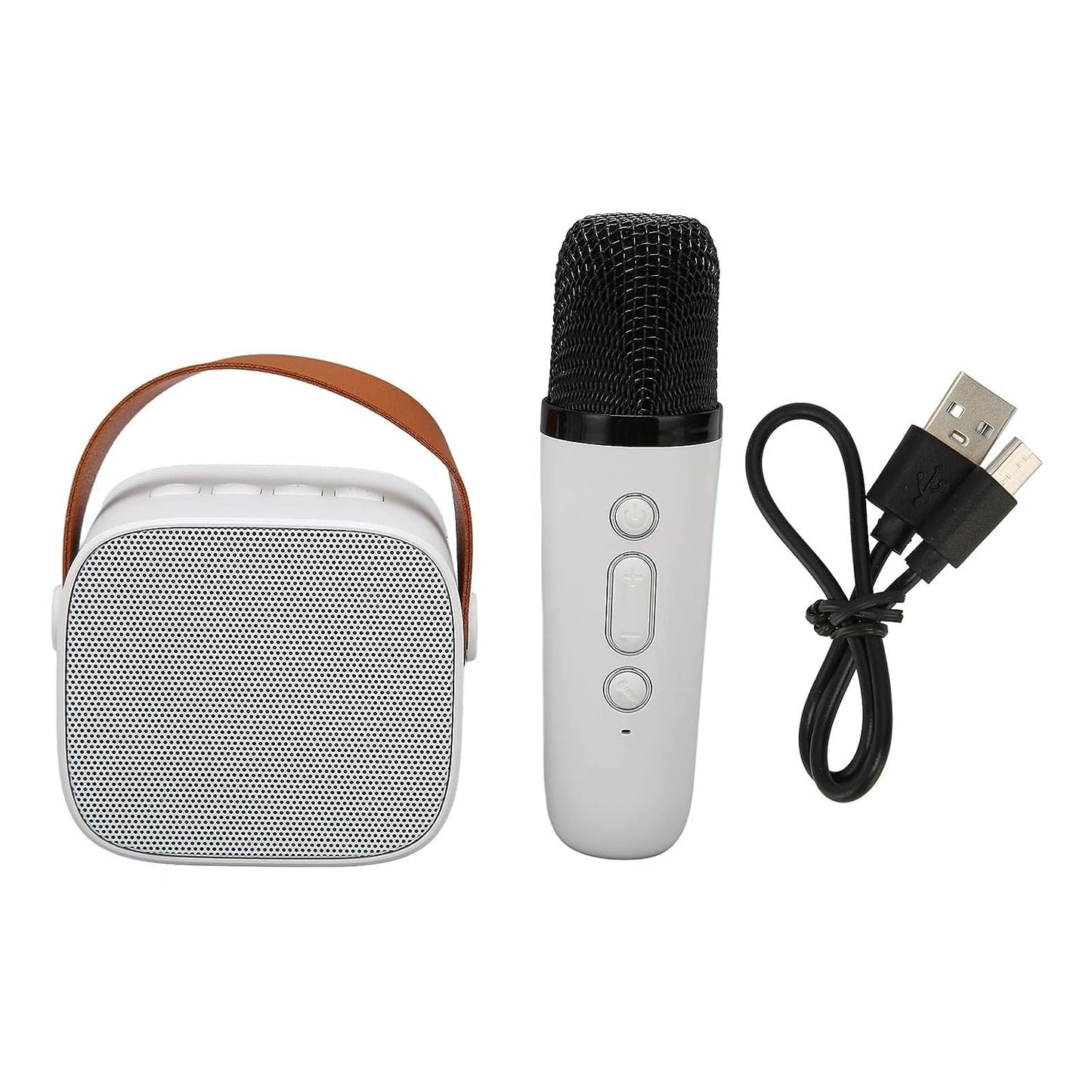 Karaoke Machine Portable Bluetooth Speaker with Wireless Microphone (White)