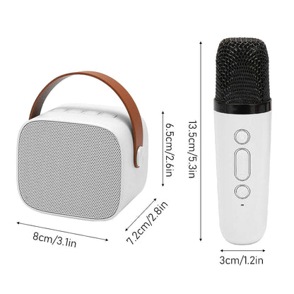 Karaoke Machine Portable Bluetooth Speaker with Wireless Microphone (White)