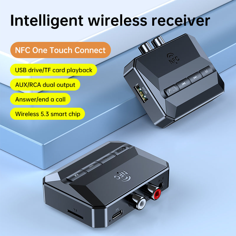 T59 Bluetooth 5.3 Audio Receiver Stereo Sound Lossless Music NFC Wireless Adapter (CE Certified)