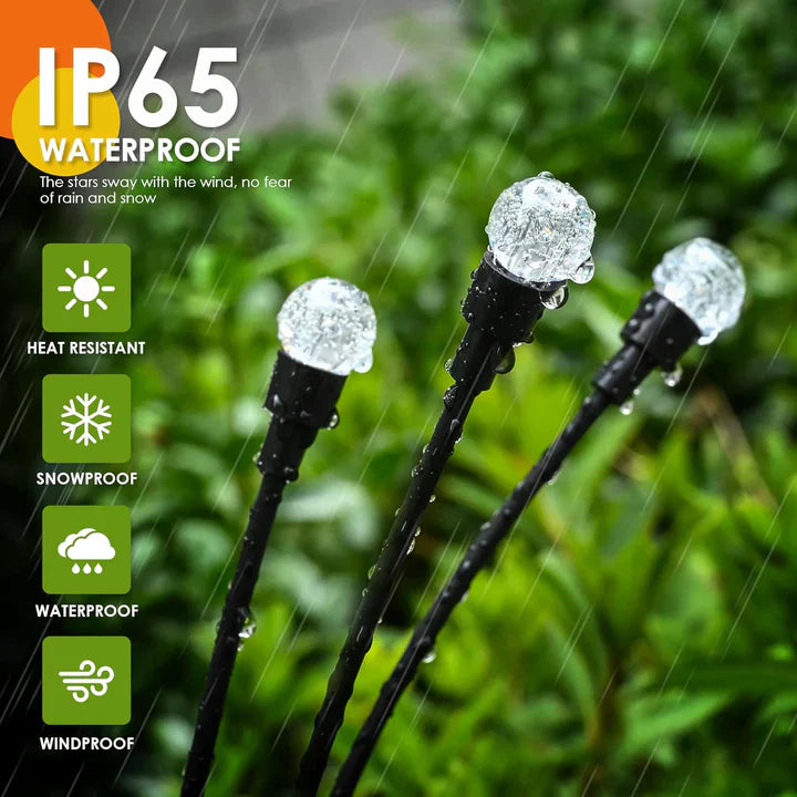 Solar Lights Outdoor 6 LED Crystal Lamp for Home Garden Waterproof Decoration