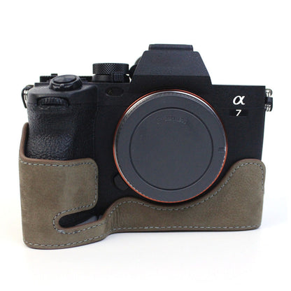 For Sony A7M4  /  A1  /  A7S III  /  A7S3  /  A7R5 Shockproof Camera Cover Genuine Leather Camera Bottom Case Protective Sleeve