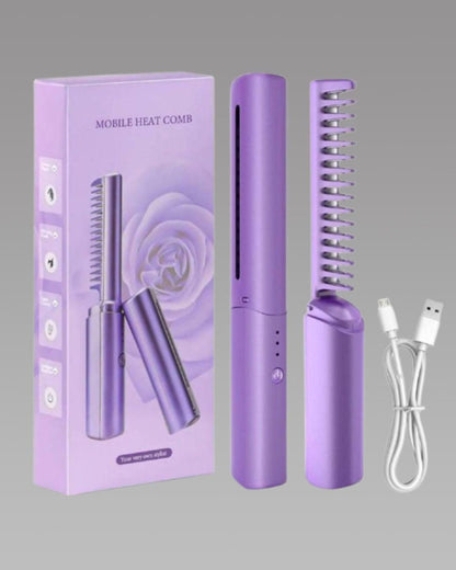 UrbanGooods: Meneflix Portable Mini Hair Straightener Cordless Rechargeable Mini Adjustable Hair Straightener Hot Comb